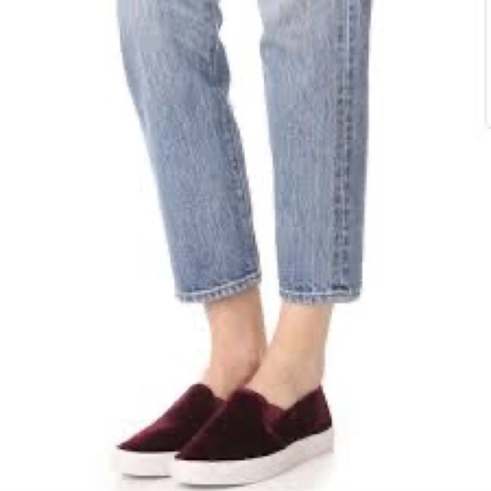 BNWT Joie Huxley Velvet Slip Ons in Maroon